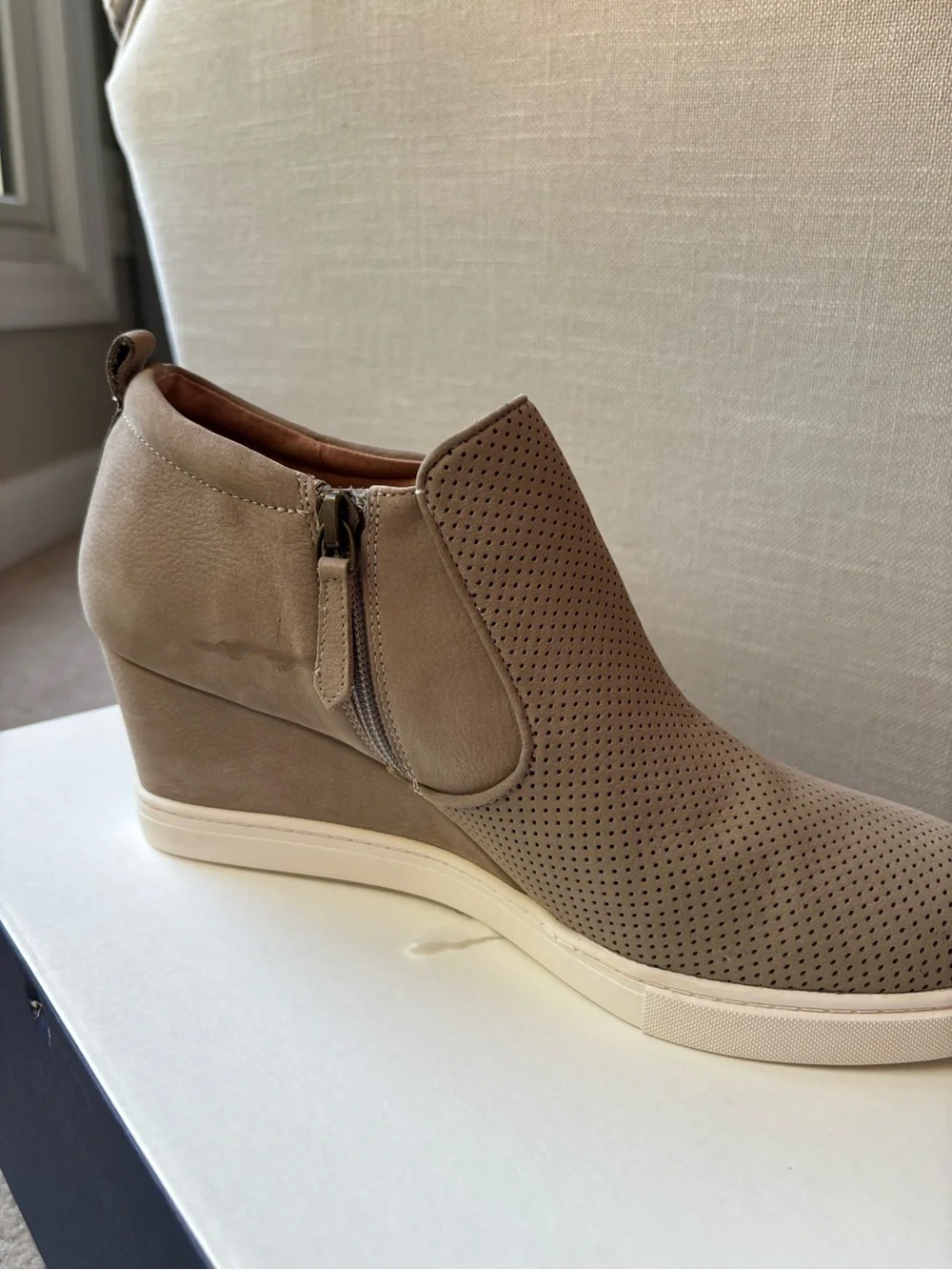 Caslon Taupe Perforated Slip-On Wedge Sneakers